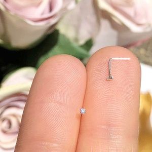 1mm MICRO Diamond Nose Ring L Stud New Mom Jewelry